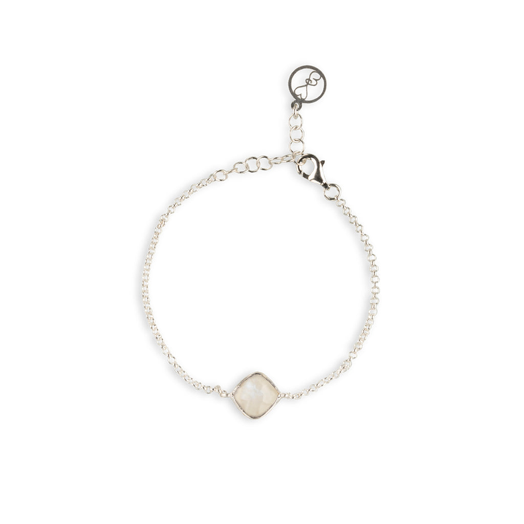 Bracciale Elastico In Pietra Di Luna Naturale – Unisex Per Litoterapia, Pezzi 0,4-1 Cm, Circonferenza 15-18 Cm