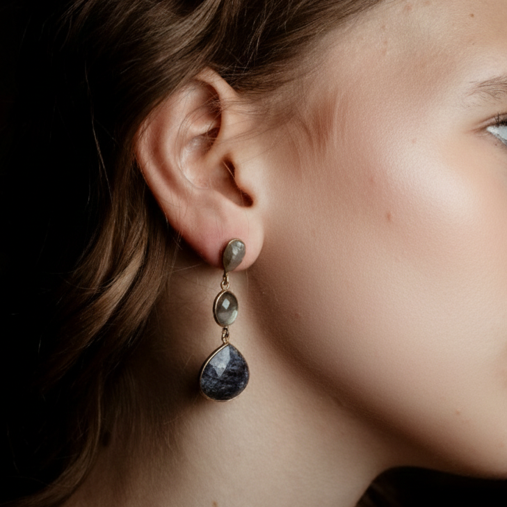 Coppia di orecchini 3 pietre