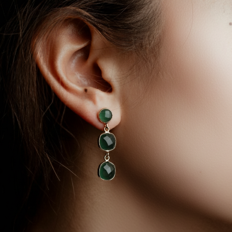 Coppia di orecchini 3 pietre