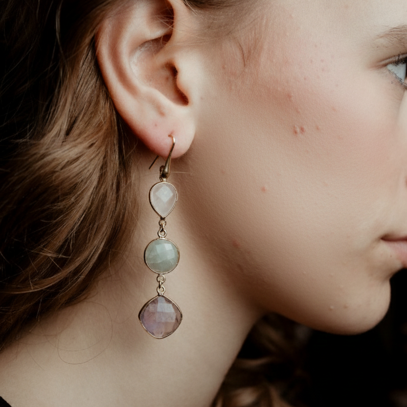 Coppia di orecchini 3 pietre