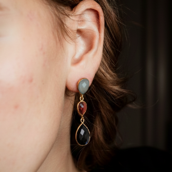 Coppia di orecchini 3 pietre