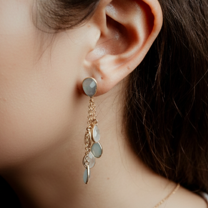 Coppia di orecchini ciuffo 7 pietre