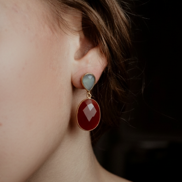 Coppia di orecchini 2 pietre