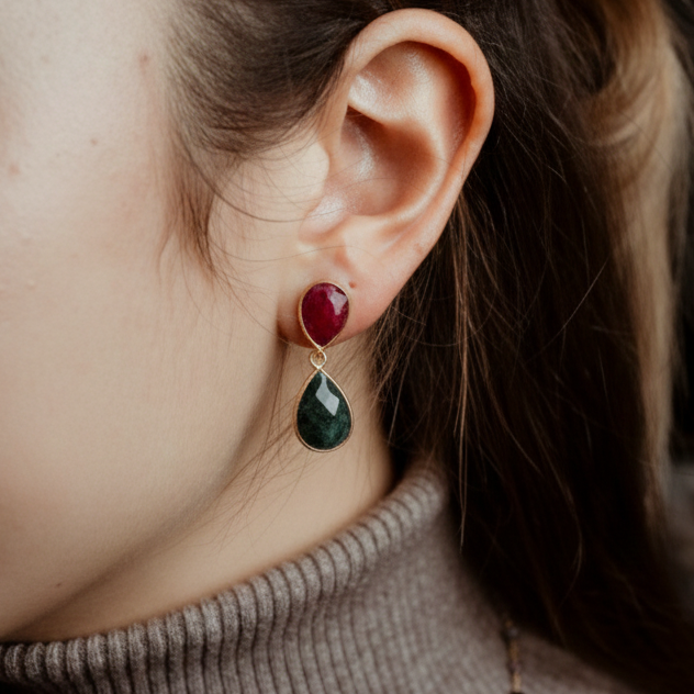 Coppia di orecchini 2 pietre