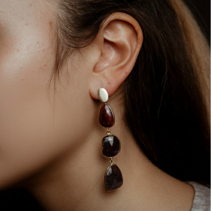 Coppia di orecchini 3 pietre