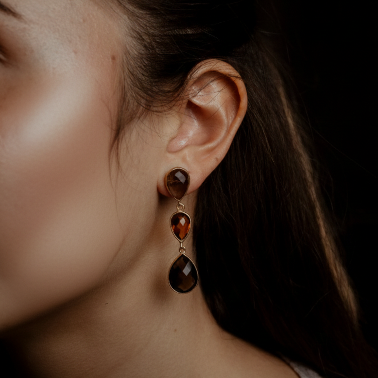 Coppia di orecchini 3 pietre