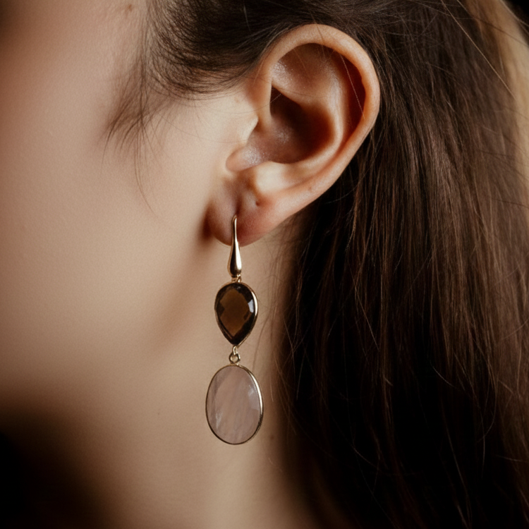 Coppia di orecchini 2 pietre