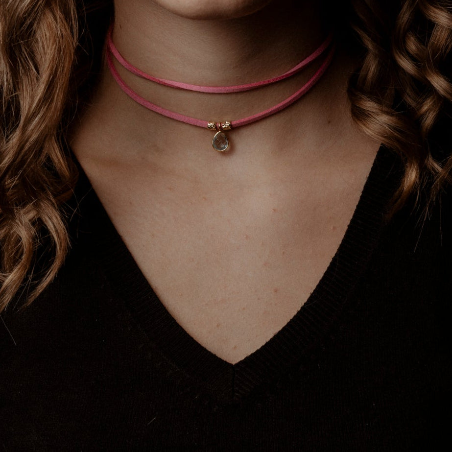 cordino rosa confetto e topazio sky