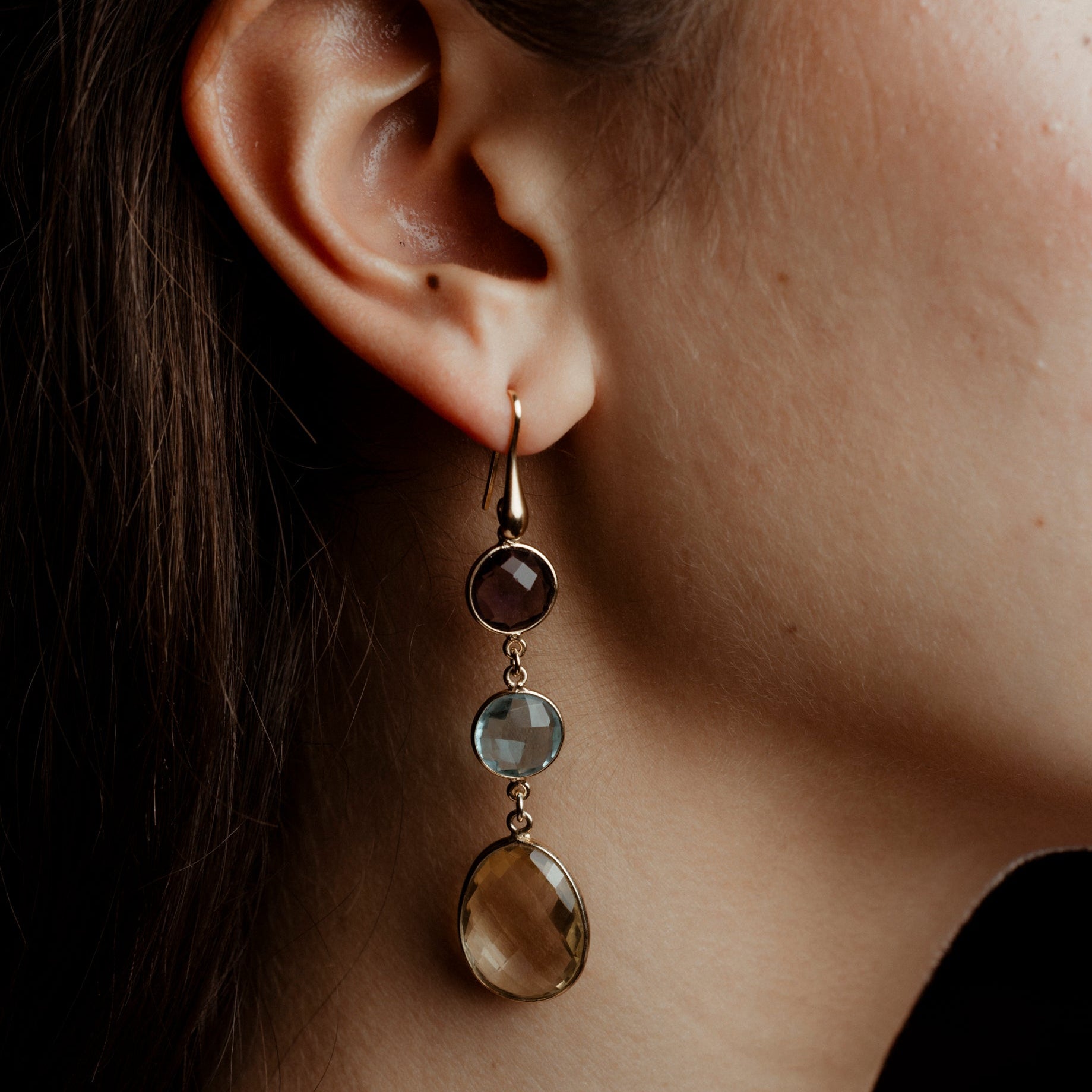 Coppia di orecchini 3 pietre