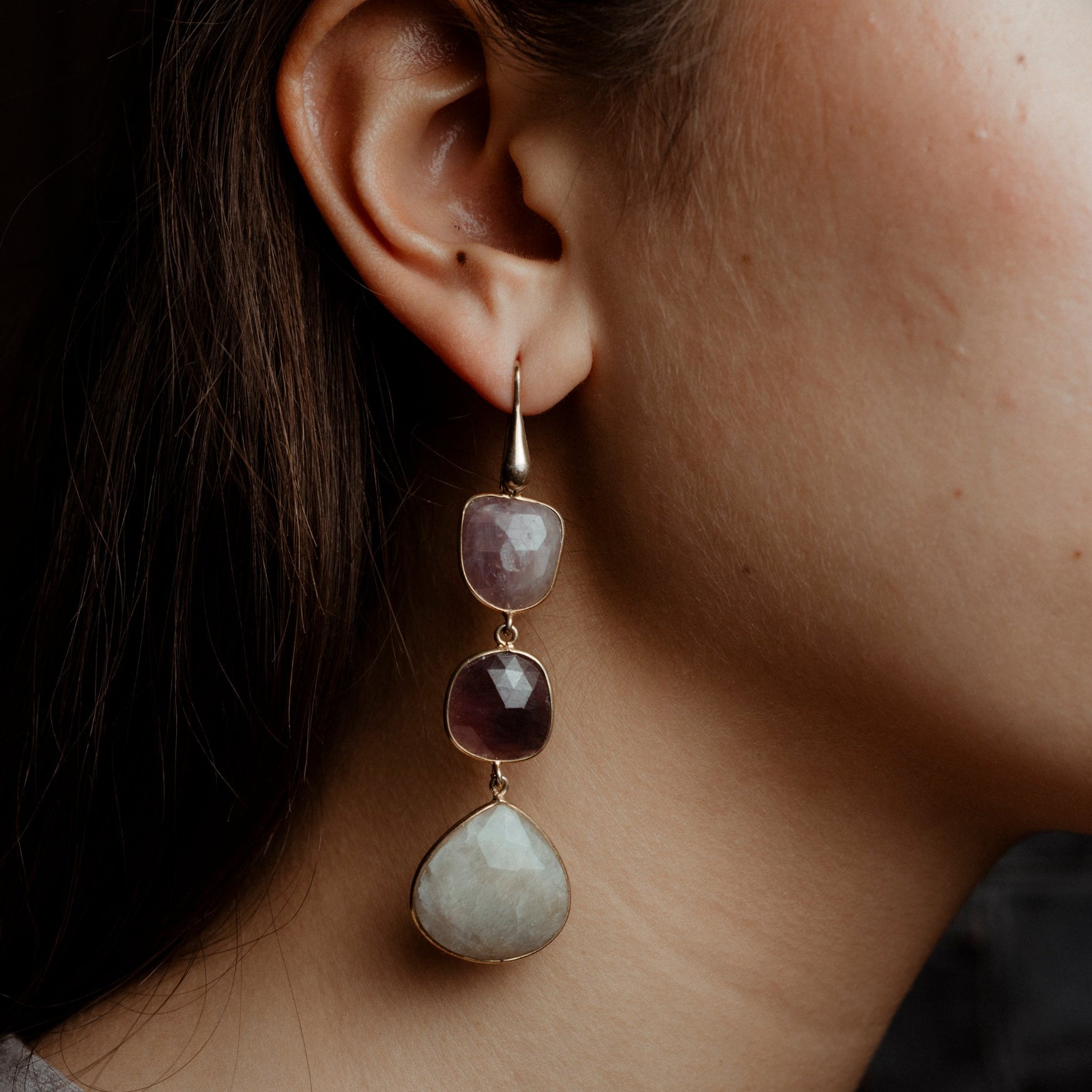 Coppia di orecchini 3 pietre