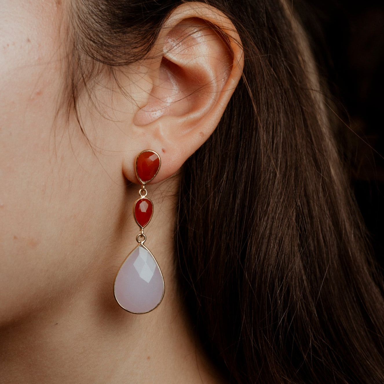 Coppia di orecchini 3 pietre