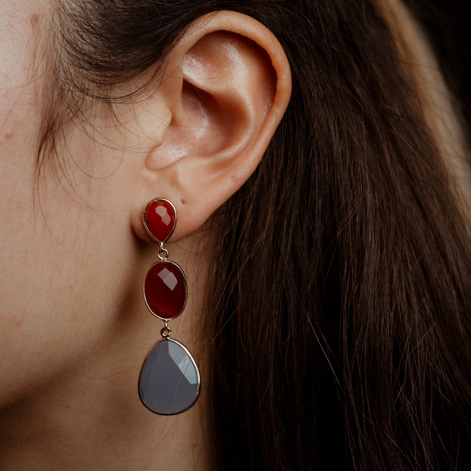 Coppia di orecchini 3 pietre