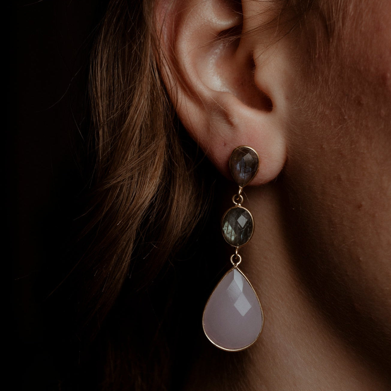 Coppia di orecchini 3 pietre