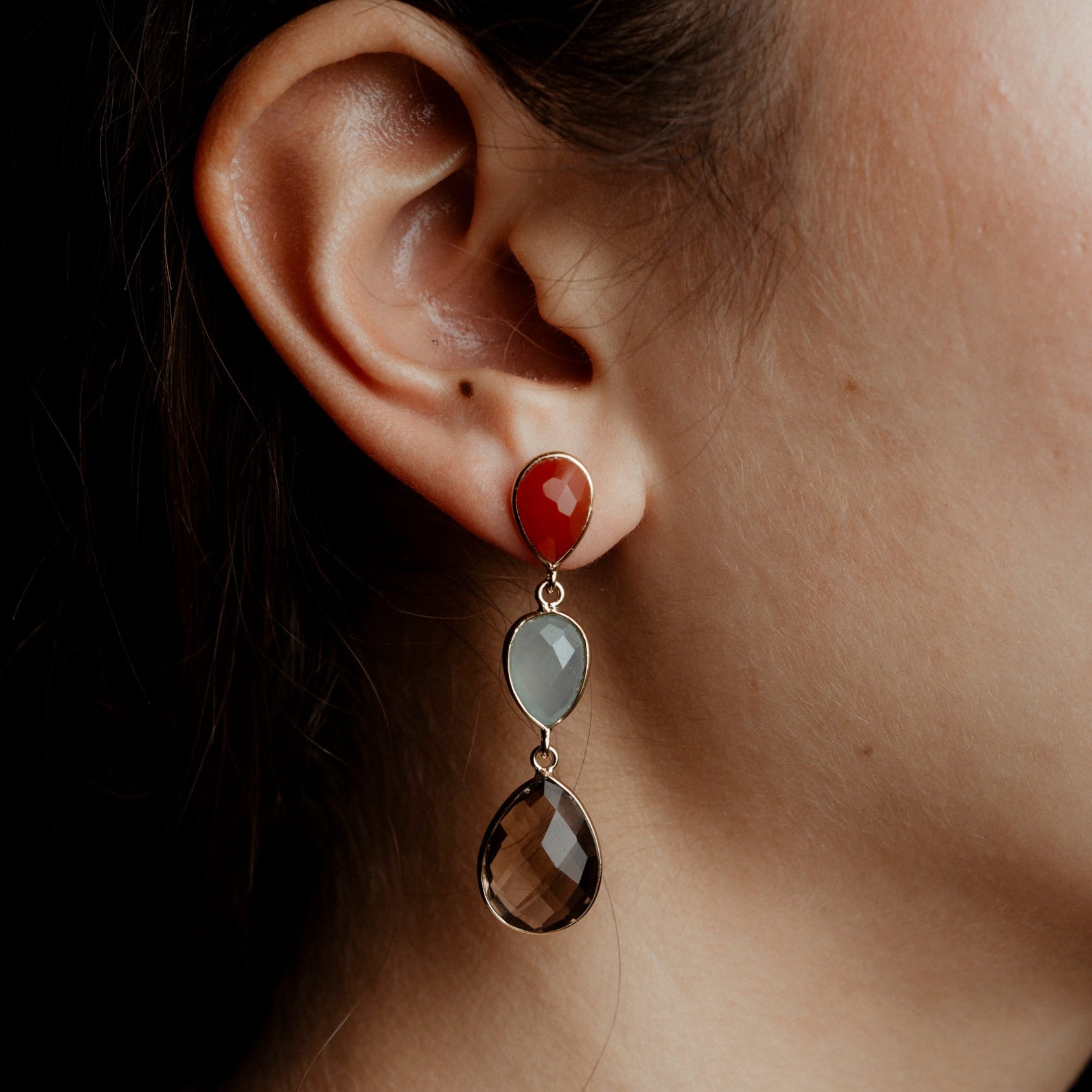 Coppia di orecchini 3 pietre