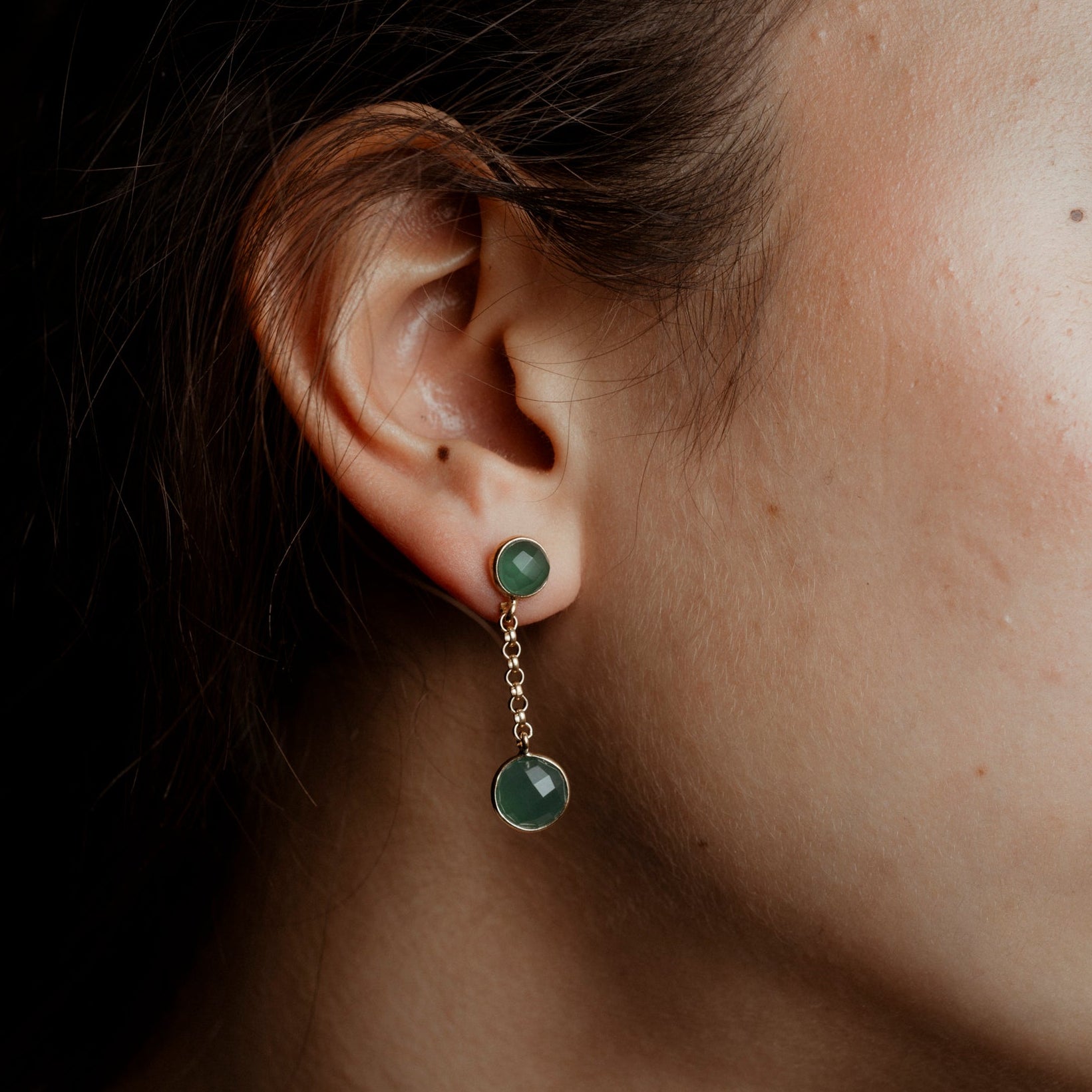 Coppia di orecchini 2 pietre e catenina