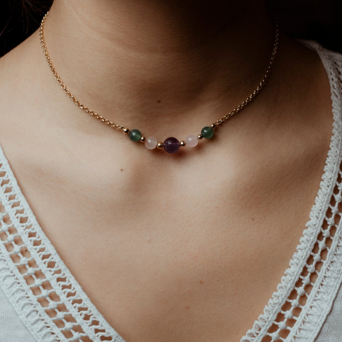 collana girocollo 5 pietre