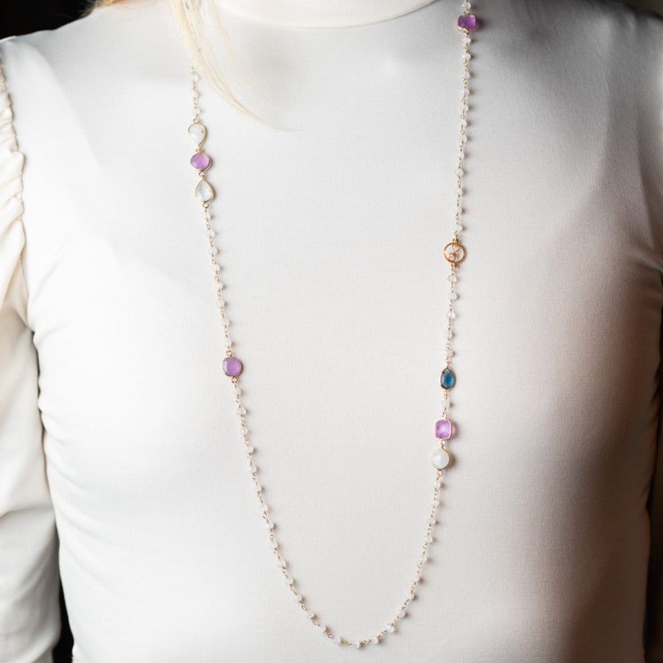 Collana lunga rosario con inserti